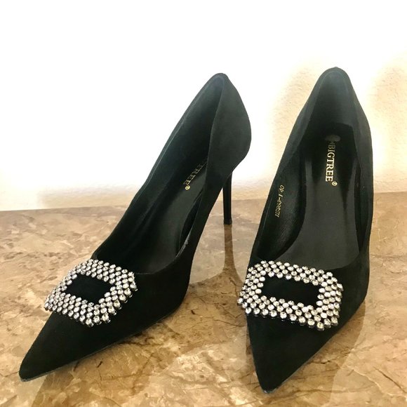 NWOT Bling Suede Black Pump - Picture 4 of 12